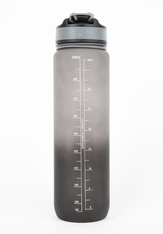 Gradient Water Bottle 1000ML - Black/Gray